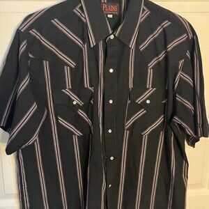 Plains Men's Plaid Print Short Sleeve Pearl Snap Western Shirt